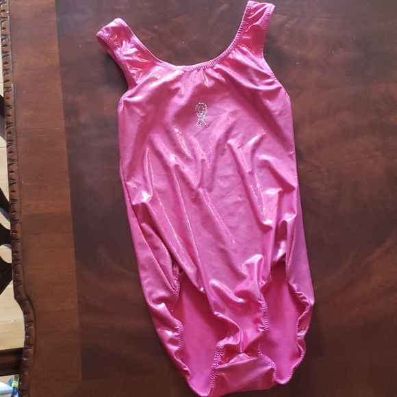 Pink Gymnastics Breast Cancer Leotard - Picture 1 of 2